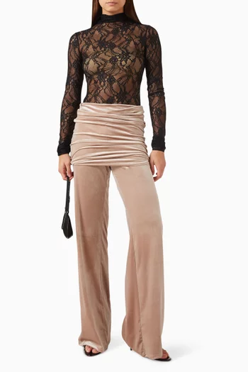Boney Draped Wide-leg Pants in Velvet