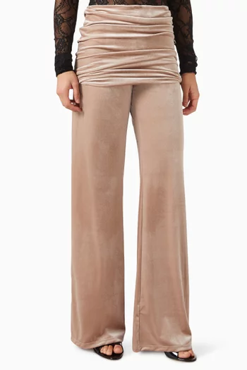 Boney Draped Wide-leg Pants in Velvet