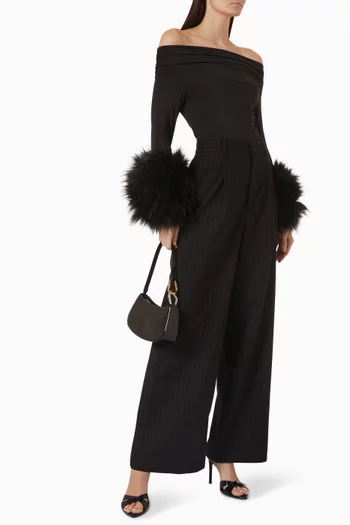 Tyla Faux Fur-trim Top in Jersey