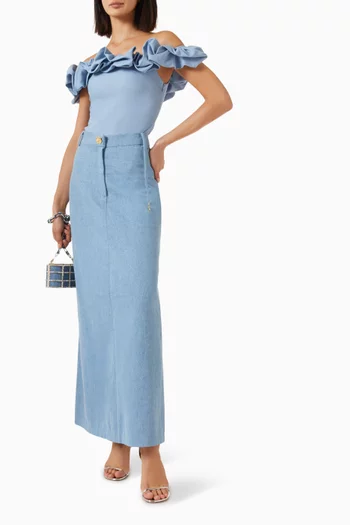 Seraphine Off-shoulder Bodysuit in Denim