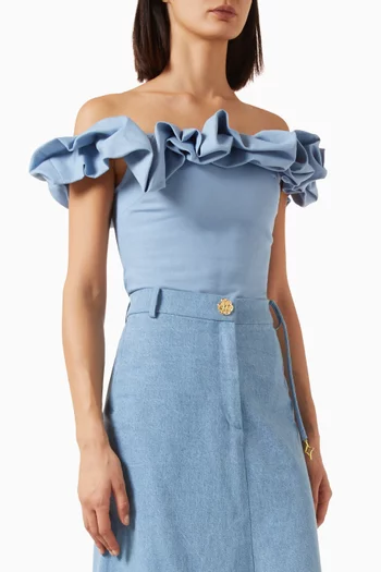 Seraphine Off-shoulder Bodysuit in Denim