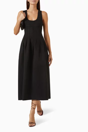 Cinched Midi Dress in Tencel Blend