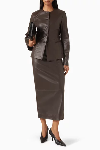 Adea Collarless Jacket in Leather
