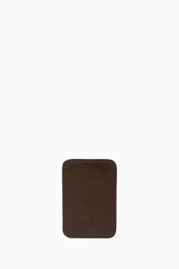 Magnetic Card Holder in Grained Leather
