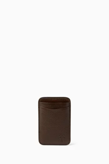 Magnetic Card Holder in Grained Leather
