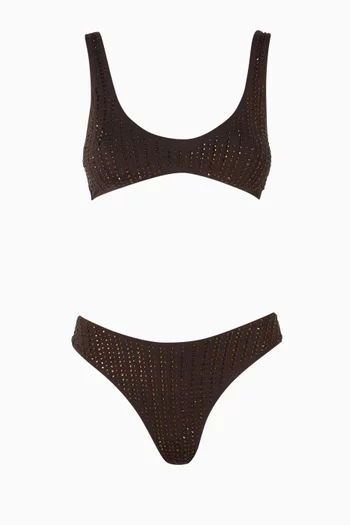 Malibu Rhinestone High-cut Bikini Set