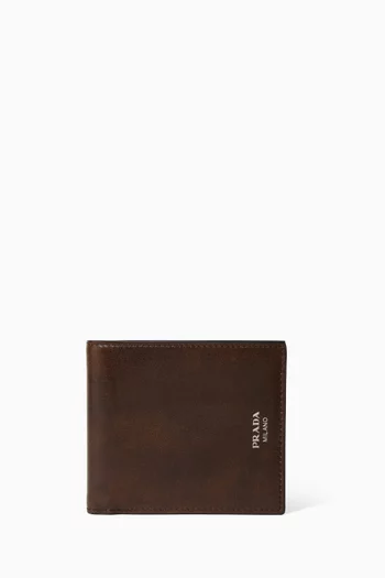 Logo Wallet in Antiqued Leather