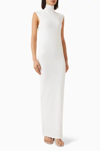 Sheer High-neck Dress in Viscose Blend