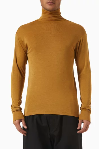 Turtleneck Top in Wool Silk Jersey