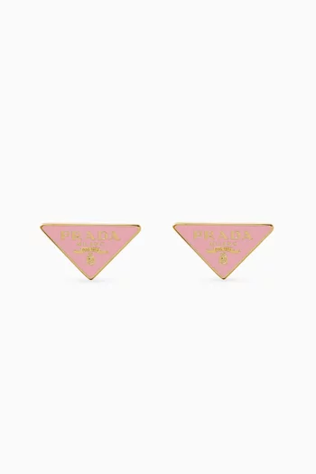 Triangle Logo Enameled Earrings in Metal