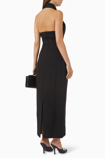 Zip-collar Halter Dress in Cotton-blend