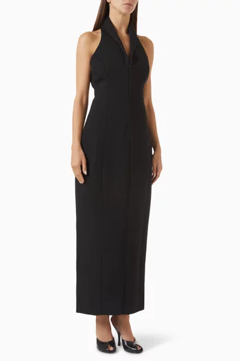 Zip-collar Halter Dress in Cotton-blend