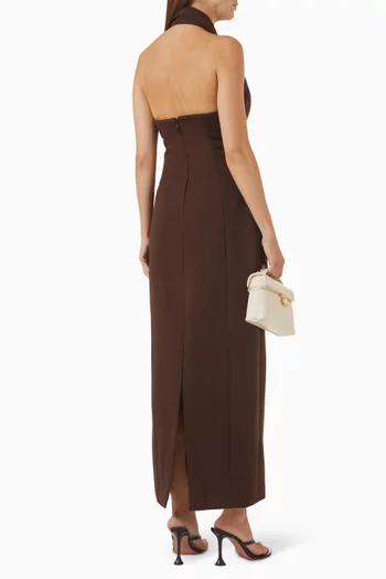 Zip-collar Halter Dress in Cotton-blend