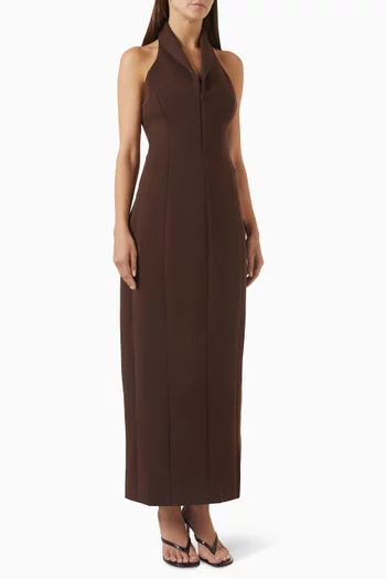 Zip-collar Halter Dress in Cotton-blend