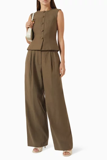 Buttoned Peplum Waistcoat in Cotton-blend