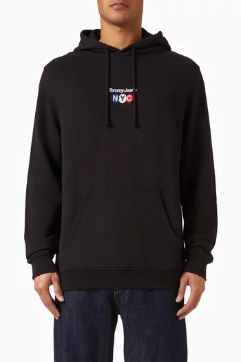 NYC Logo Embroidered Hoodie in Cotton