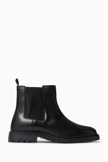 Embossed Cleat Chelsea Boots in Leather
