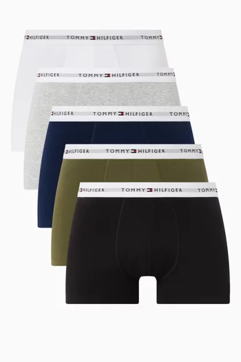 Logo Trunks in Cotton Blend, Set of 5