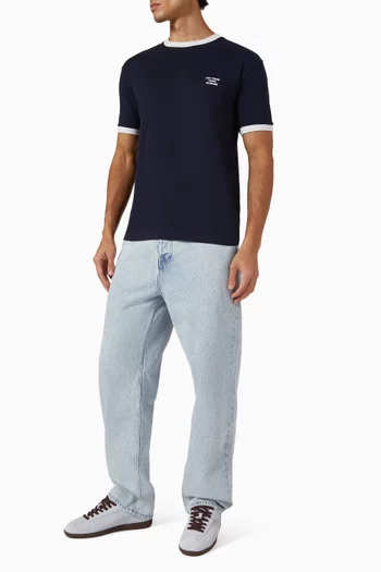 Contrasted Slogan T-shirt in Cotton