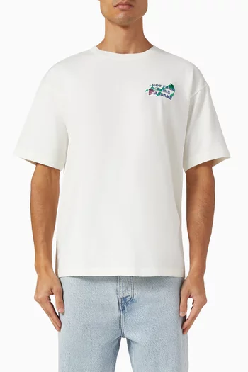 Vine Embroidered Slogan T-shirt in Cotton