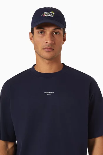 Vine Embroidered Slogan Baseball Cap in Cotton