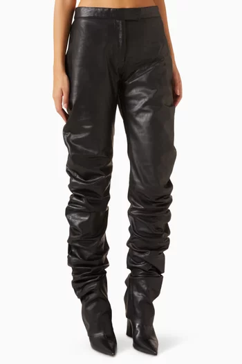 Jessa Ruched Pants in Leather