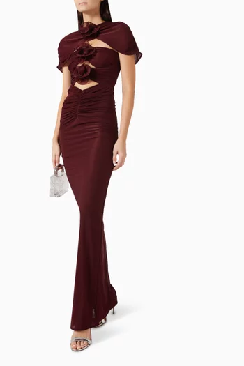 Wild Orchid Ruched Maxi Dress