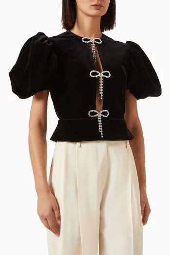 Meringue Crystal-bow Top in Velvet
