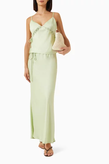 Chiara Lace-up Cami Top in Satin