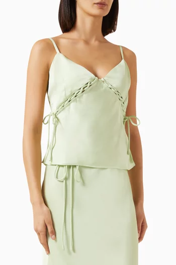 Chiara Lace-up Cami Top in Satin