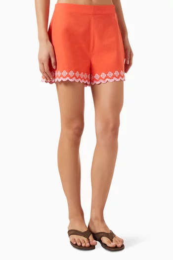 Amaya Embriodered Shorts in Cotton