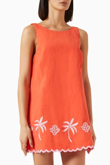 Amaya Embriodered Mini Dress in Cotton