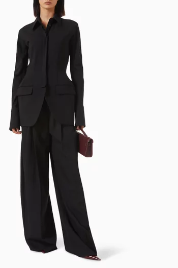 Fitted Shirt Jacket in Stretch-wool