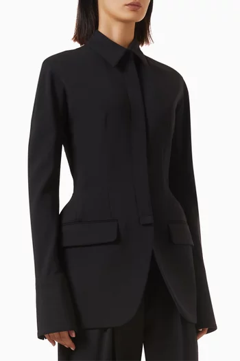Fitted Shirt Jacket in Stretch-wool