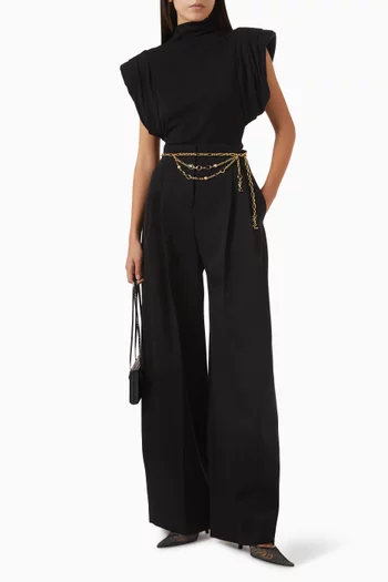 Pleated Barrel-leg Pants in Virgin Wool