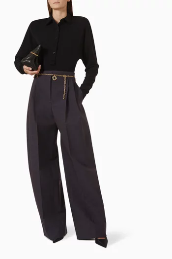 Wide-leg Pleated Pants in Virgin Wool