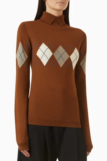 Argyle Knit Top in Virgin Wool