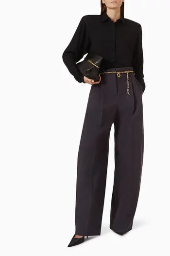 Batsleeve Polo Bodysuit in Virgin Wool-blend