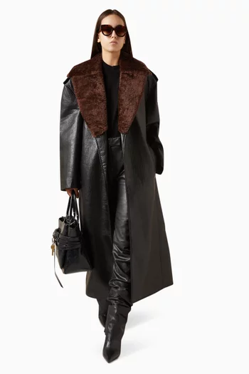 Edra Removable Collar Trench Coat in Leather