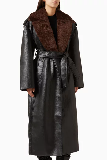 Edra Removable Collar Trench Coat in Leather