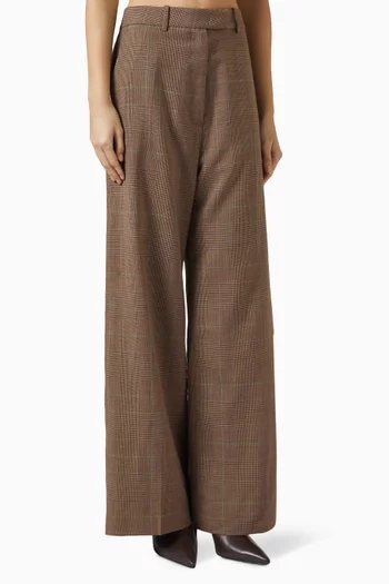 Brickell Checked Wide-leg Pants