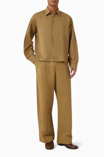 Minard Curved-leg Pants in Cotton Blend