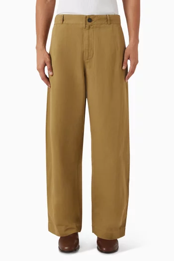 Minard Curved-leg Pants in Cotton Blend