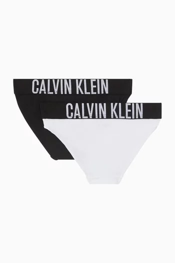 Logo Bikini Briefs in Cotton Stretch, Set of 2