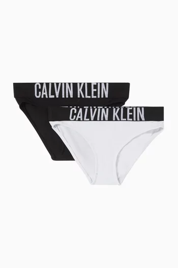 Logo Bikini Briefs in Cotton Stretch, Set of 2