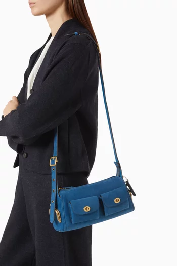 Haversack 27 Bag with Turnlock in Suede & Calfskin