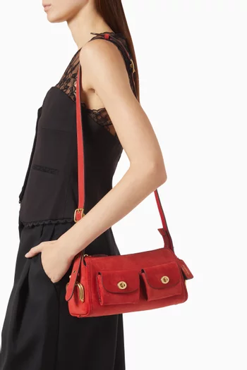 Haversack 27 Bag with Turnlock in Suede & Calfskin