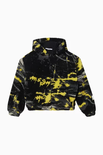 Marble-print Hoodie in Fleece