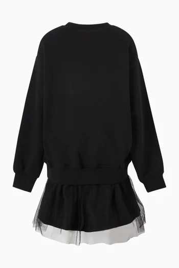 Sweatshirt Dress in Tulle & Cotton