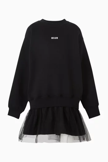 Sweatshirt Dress in Tulle & Cotton